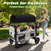 4 Seater Wagon Stroller, All-Terrain Stroller Wagon for 4 Kids with Extra Long Extender, Aluminum Foldable Baby Wagon with Large Storage Bag, Removable Canopy, Snack Tray, Adjustable Push/Pull Handle view 2