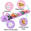 LIGHTDESIRE Baby Toys 6-12 Months Musical Caterpillar,Infant Toys Stuffed Animals with Ruler Design,Pull String,Crinkle&Rattles,Teething Toys Tummy Time Newborn Boy Girl Gifts 0-12 Months(Purple) view 3