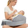 ACGROW Nursing Pillow - Memory Foam Bottle & Breastfeeding Pillow with Safety Fence - Ergonomic Support, with Wider Breast Feeding Cushion, Adjustable, Removable Cover, Baby Safety Certified Gray view 1