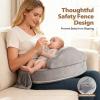 ACGROW Nursing Pillow - Memory Foam Bottle & Breastfeeding Pillow with Safety Fence - Ergonomic Support, with Wider Breast Feeding Cushion, Adjustable, Removable Cover, Baby Safety Certified Gray view 3
