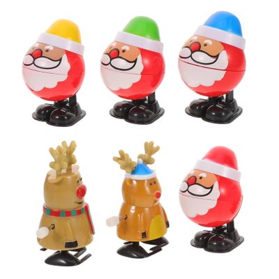 Abaodam 6pcs Christmas Wind-up Vintage Style Snowman Santa Reindeer Clockwork Playthings Portable Holiday Party Favors Xmas Stocking Stuffers for Interactive Fun