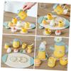 VANZACK Wooden Tea Set Play Kitchen Accessories Miniature Decor Tea Party Pretend Play Food Set for Boys and Educational with Teapot and Cups view 2