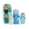 5Pcs Handmade Russian Matryoshka Dolls, Nativity Wooden Nesting Dolls Set, Christmas Easter Birthday Present, Room Decor Crafts view 1