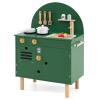 Costzon Kids Kitchen Playset, Little Chef Pretend Play Kitchen w/Stoves, Faucet, Sink, Microwave, Cabinet, Oven & Cooking Accessories, Wooden Play Kitchen for Kids 3+ Years Old (Green) view 1