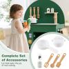 Costzon Kids Kitchen Playset, Little Chef Pretend Play Kitchen w/Stoves, Faucet, Sink, Microwave, Cabinet, Oven & Cooking Accessories, Wooden Play Kitchen for Kids 3+ Years Old (Green) view 3