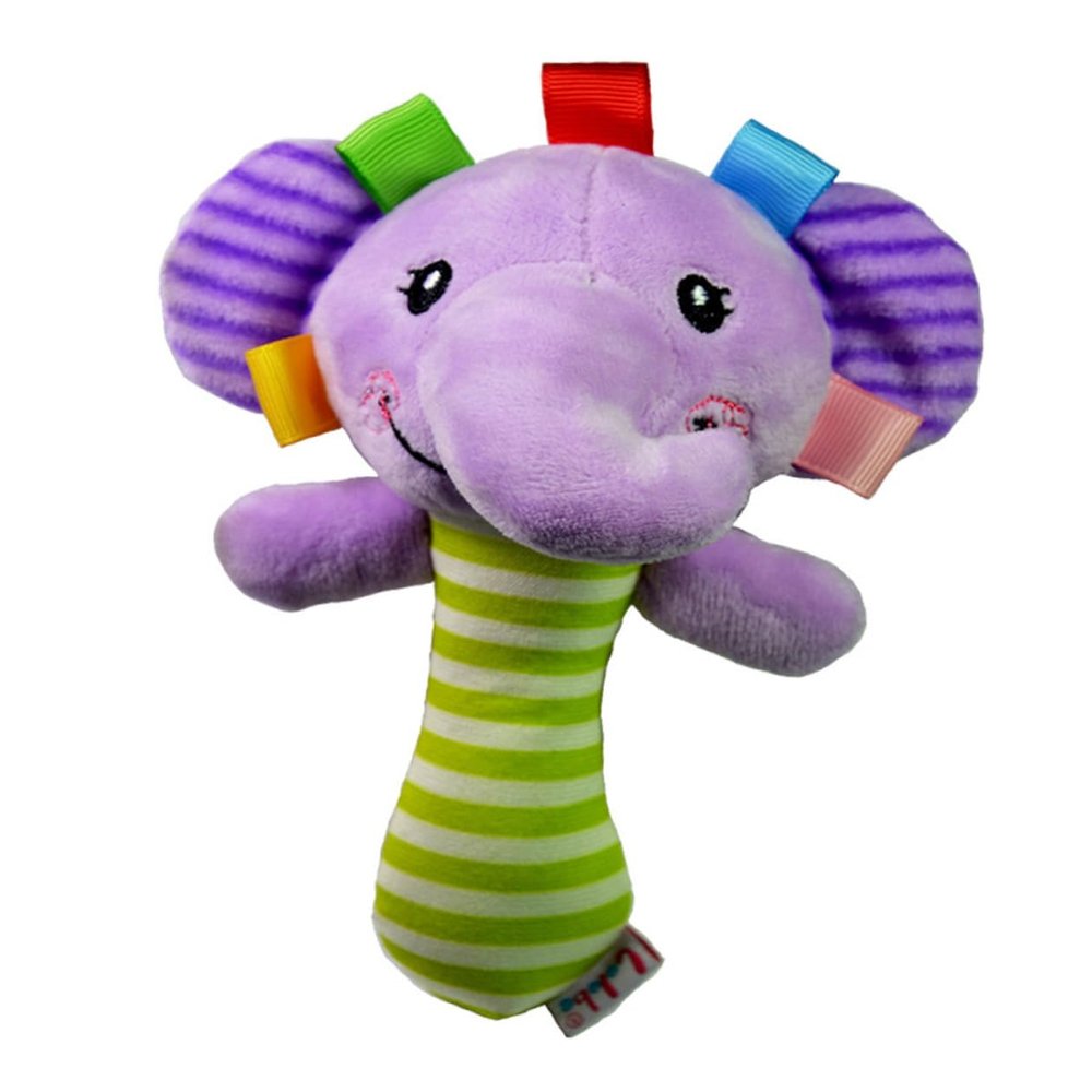 Abaodam Year Plush Elephant Hand Rattle for Boy Girl Early Educational Wrist Rattles for Sound Development Soft Cartoon Animal for Newborn Boys and Interaction