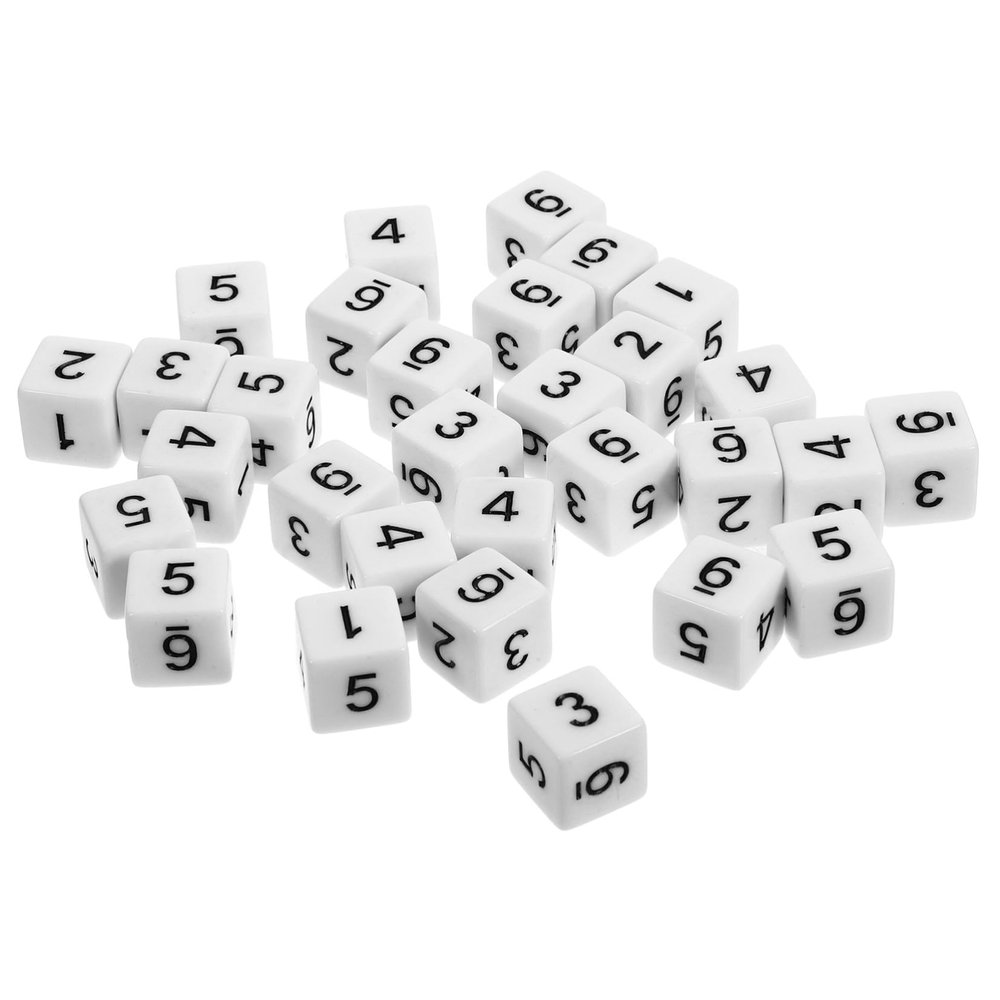 Beaupretty 30pcs White Six-Sided Dice Game Lightweight Acrylic Replacement Dice for Party and Classroom Math Teaching Supplies