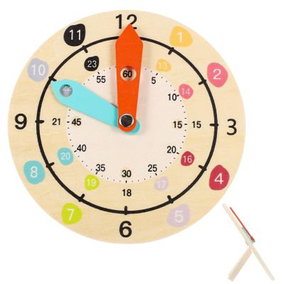 BESPORTBLE Wooden Cartoon Clock for Educational Cognition Learning Telling Clock with Smooth Edges Interactive Cognitive for Development