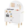 Costzon Kids Kitchen Playset, Little Chef Pretend Play Kitchen w/Stoves, Faucet, Sink, Microwave, Cabinet, Oven & Cooking Accessories, Wooden Play Kitchen for Kids 3+ Years Old (White) view 1