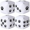 Realspring 4 Pcs Jumbo Inflatable Dog Dice for Dog Themed Party Decorations 12 Inch Big Giant Large Dice Blow up Cube with Black White Paw Print Dots for Puppy Birthday Party Supplies Pet Pool Game view 1