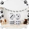 Realspring 4 Pcs Jumbo Inflatable Dog Dice for Dog Themed Party Decorations 12 Inch Big Giant Large Dice Blow up Cube with Black White Paw Print Dots for Puppy Birthday Party Supplies Pet Pool Game view 4