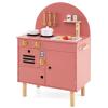 Costzon Kids Kitchen Playset, Little Chef Pretend Play Kitchen w/Stoves, Faucet, Sink, Microwave, Cabinet, Oven & Cooking Accessories, Wooden Play Kitchen for Kids 3+ Years Old (Pink) view 1