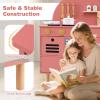 Costzon Kids Kitchen Playset, Little Chef Pretend Play Kitchen w/Stoves, Faucet, Sink, Microwave, Cabinet, Oven & Cooking Accessories, Wooden Play Kitchen for Kids 3+ Years Old (Pink) view 2