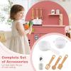 Costzon Kids Kitchen Playset, Little Chef Pretend Play Kitchen w/Stoves, Faucet, Sink, Microwave, Cabinet, Oven & Cooking Accessories, Wooden Play Kitchen for Kids 3+ Years Old (Pink) view 4