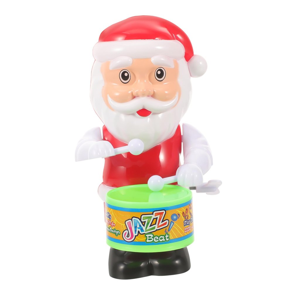 Uonlytech 3pcs Wind Up Santa Claus Drumming Playthings Lightweight for Portable Holiday Fun Random Color