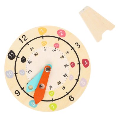 Yardwe Colorful Cartoon Clock Model Wooden Clock for Safe High-Grade Wood Smooth Edges Multifunctional Cognition Teaching Tool for Early Learning