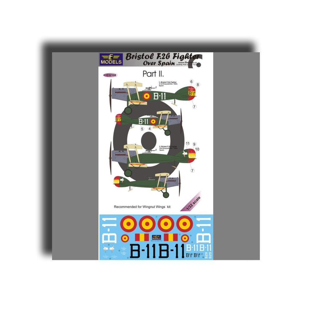 LF Models C32108 1/32 Bristol F.2b Fighter Over Spain Part II. 2 Decal Options for Wingnut Wings kit.