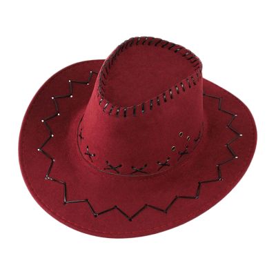 blloocod Kids Western Cowboy Hat Sun Hat for Girls Boys Rodeo Camping Play Dress Up- Dark Red