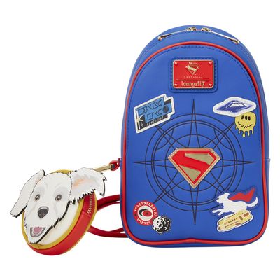 Loungefly Warner Bros.: DC Supergirl - Krypto - Sling Crossbody with Coin Bag - Large Compartment - Great for Kids & Adults - Collectible Bags