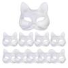10Pcs Therian Mask - White Cat & Fox for DIY Crafts, Halloween & Party, Paintable Blank Animal Dress Up view 1