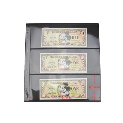 PCCB MINGT 10Pcs Widened Type 9-Hole Black Double-Sided Album Inner Sheets Card Stamp Banknote Collection Album Inserts Pages For Coin Collecting And Supplies (3 Pockets)