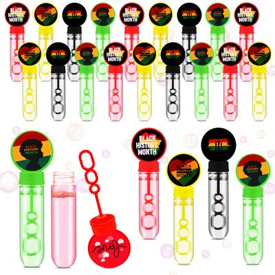 Seenelling 24 Pack Black History Month Mini Bubble Bulk African American Wands Bubbles Black History Month Party Favors for Birthday Decoration Juneteenth Freedom Day Patriotic Party Supply