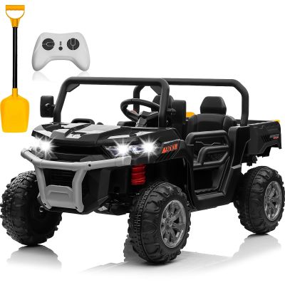 JOYRACER 24V 4WD Ride on Car, 2 Seater Dump Truck w/4X200W Motor, Gift Flower, 2.4G Remote Control, 4 Wheeler, Bluetooth Music, LED Light, 24 Volt Ride on Toys for Big Kids, Black