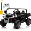 JOYRACER 24V 4WD Ride on Car, 2 Seater Dump Truck w/4X200W Motor, Gift Flower, 2.4G Remote Control, 4 Wheeler, Bluetooth Music, LED Light, 24 Volt Ride on Toys for Big Kids, Black view 1