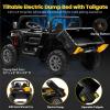 JOYRACER 24V 4WD Ride on Car, 2 Seater Dump Truck w/4X200W Motor, Gift Flower, 2.4G Remote Control, 4 Wheeler, Bluetooth Music, LED Light, 24 Volt Ride on Toys for Big Kids, Black view 3