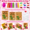 28 Pack Valentines Day Gifts for Kids Classroom Dinosaur Egg Hatching Toys with Valentines Cards for Kids School, Valentines for Kids Class Exchange Cards Gifts Prizes Party Favors for Boys Girls view 2