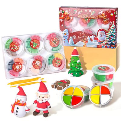 Air Dry Modeling Clay for Kids, 4 Colors Easy to Shape Air Dry Clay Kit with Tools, Soft Flexible Christmas Crafts for Kids Birthday Toys