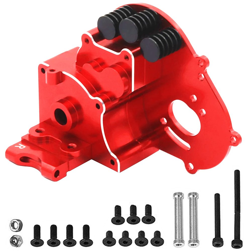 Aluminum Transmission Case Gearbox Housing Cover w/Motor Plate Upgrade Parts for 1/10 Slash 2WD Rustler Stampede Bandit 2WD RC Car, Replaces #3691.