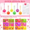 24 Pack Valentines Day Gifts for Kids Classroom LED Puffer Ball Toys with Valentines Day Cards for Kids School, Valentines for Kids Class Exchange Cards Gifts Prizes Party Favors for Boys Girls view 2