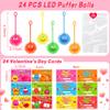 24 Pack LED Puffer Ball Toys with Valentines Day Cards for Kids School Valentines Day Gifts for Kids Classroom, Valentines for Kids Class Exchange Cards Gifts Prizes Party Favors for Boys Girls view 2