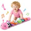 HEMRLY Baby Gifts Toys, Sensory Toy 0-6 Months, Musical Stuffed Caterpillar Plush with Soft Teether, Rattle for Tummy Time, Infant Car Seat Toy for 0-3-6-12 Month Boys Girls Gifts - Spotted Pink view 1