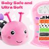 HEMRLY Baby Gifts Toys, Sensory Toy 0-6 Months, Musical Stuffed Caterpillar Plush with Soft Teether, Rattle for Tummy Time, Infant Car Seat Toy for 0-3-6-12 Month Boys Girls Gifts - Spotted Pink view 2