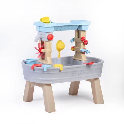 Step2 Rain Showers & Flow Kids Water Table, Outdoor Toddler Activity Table, 15-Piece Accessory Set, Ages 1.5+ Years Old, Multicolor (Gray, Blue, Red)