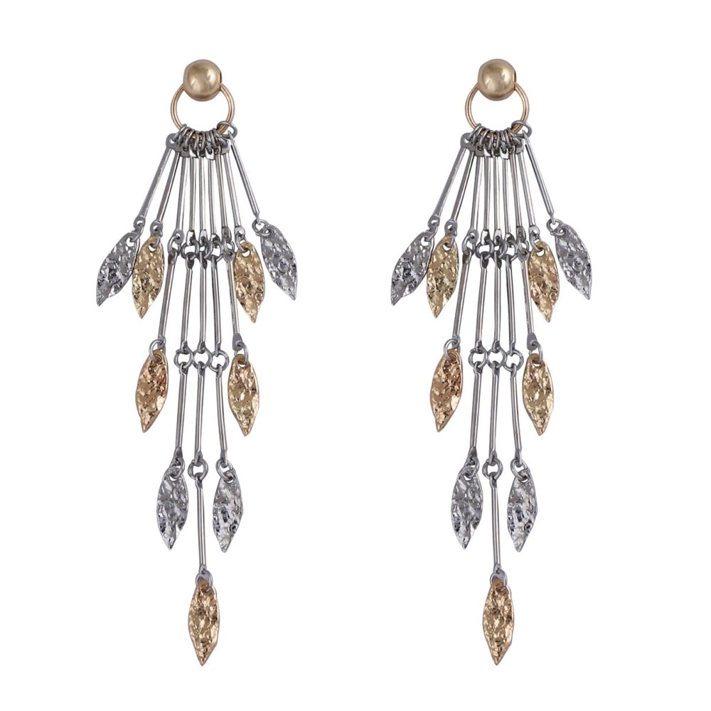 11.4 * 1.9cm Vintage Metal Tassel Geometric Leaf Earrings For Women,silvery,11.4 * 1.9cm