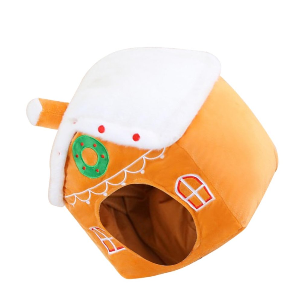 BCOATH Gingerbread House Headpiece Christmas Party Hat Cartoon Headgear Lightweight Comfortable Festive Photo Booth Prop for Holiday Costume Accessories