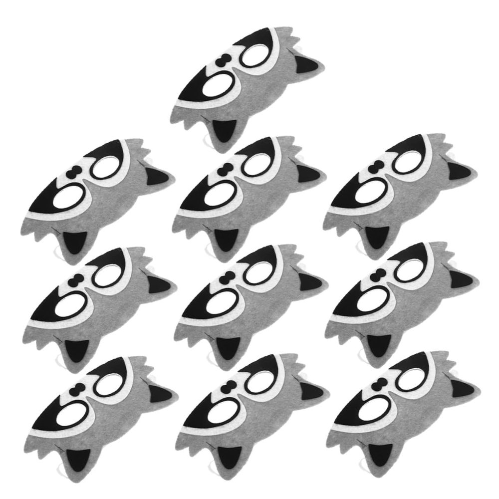BCOATH 10pcs Zoo Animal Felt Masks for Raccoon and Amphibian Style with Elastic Strap Soft Lightweight for Jungle Themed Birthday Parties Classroom Performances