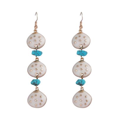 8.9 * 1.5cm Bohemian Alloy Geometric Enamel Earrings For Women ,white,8.9 * 1.5cm