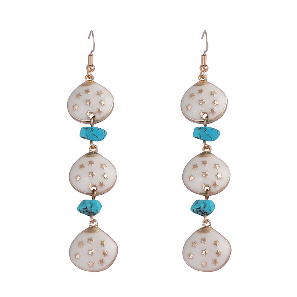 8.9 * 1.5cm Bohemian Alloy Geometric Enamel Earrings For Women ,white,8.9 * 1.5cm