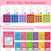 24 Pack Valentines Day Gifts for Kids Classroom Tic Tac Toe Game Keychains with Valentines Day Cards for Kids School, Valentines for Kids Class Exchange Cards Gifts Prizes Party Favors for Boys Girls view 2