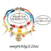 Bohemian Beaded Fabric Alloy Sun Flower Pendant Necklace,multicolored,80cm view 3