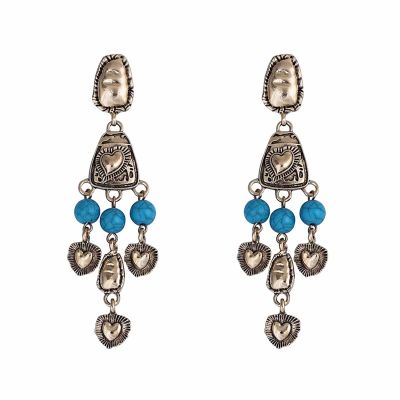 8.9 * 2cm Vintage Irregular Heart-Shaped Tassel Earrings,golden,8.9 * 2cm