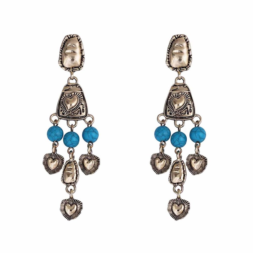 8.9 * 2cm Vintage Irregular Heart-Shaped Tassel Earrings,golden,8.9 * 2cm