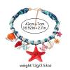 Ocean Wind Alloy Sea Star Shell Printed Pendant With Braided Rope Necklace,red,43+7cm view 4