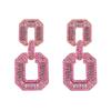 6.7 * 2.9cm Bohemian Alloy Geometric Rectangular Splicing Earrings For Women,pink,6.7 * 2.9cm view 1