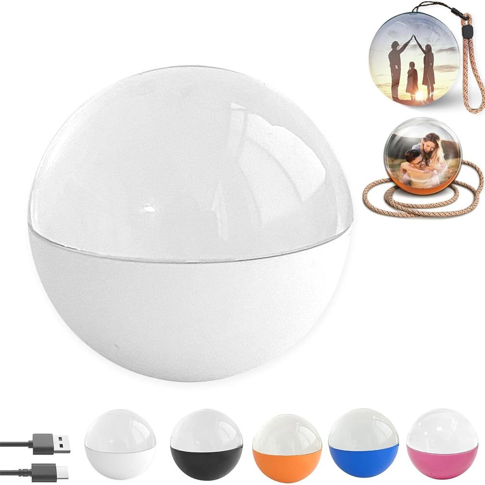 Memory Sphere Ball - Memory Orb - 2.7" 3D Ultrasound Crystal Ball Video Player - Personalized Digital Memory Display, Uploadable Videos & Photos, DIY Gift for Anniversary, Birthday (1PCS White)