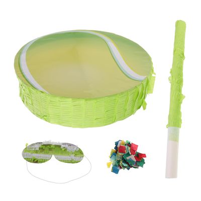 Ipetboom Tennis Pinata with Blindfold and Baton Sports Party Decoration for Birthday Paper Pinata Filler with Confetti Indoor Outdoor Tennis Themed Party Centerpiece Random Color